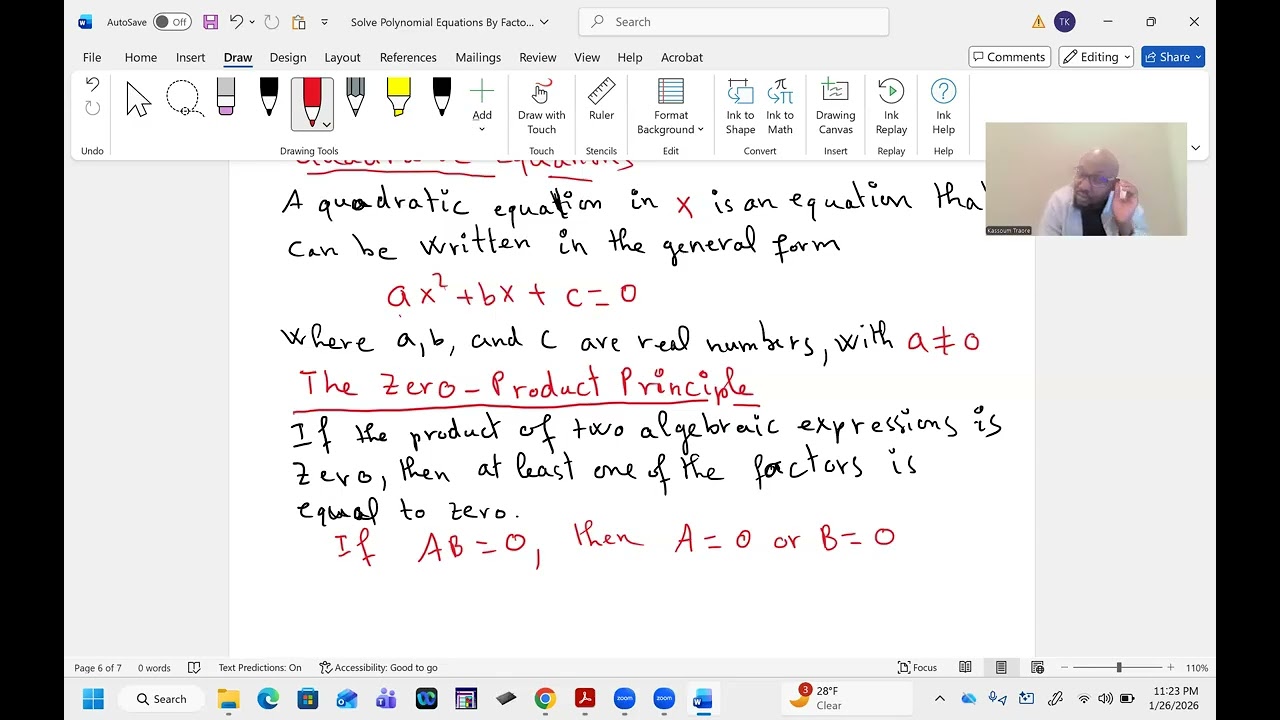 Solving Quadratic Equations By Factoring