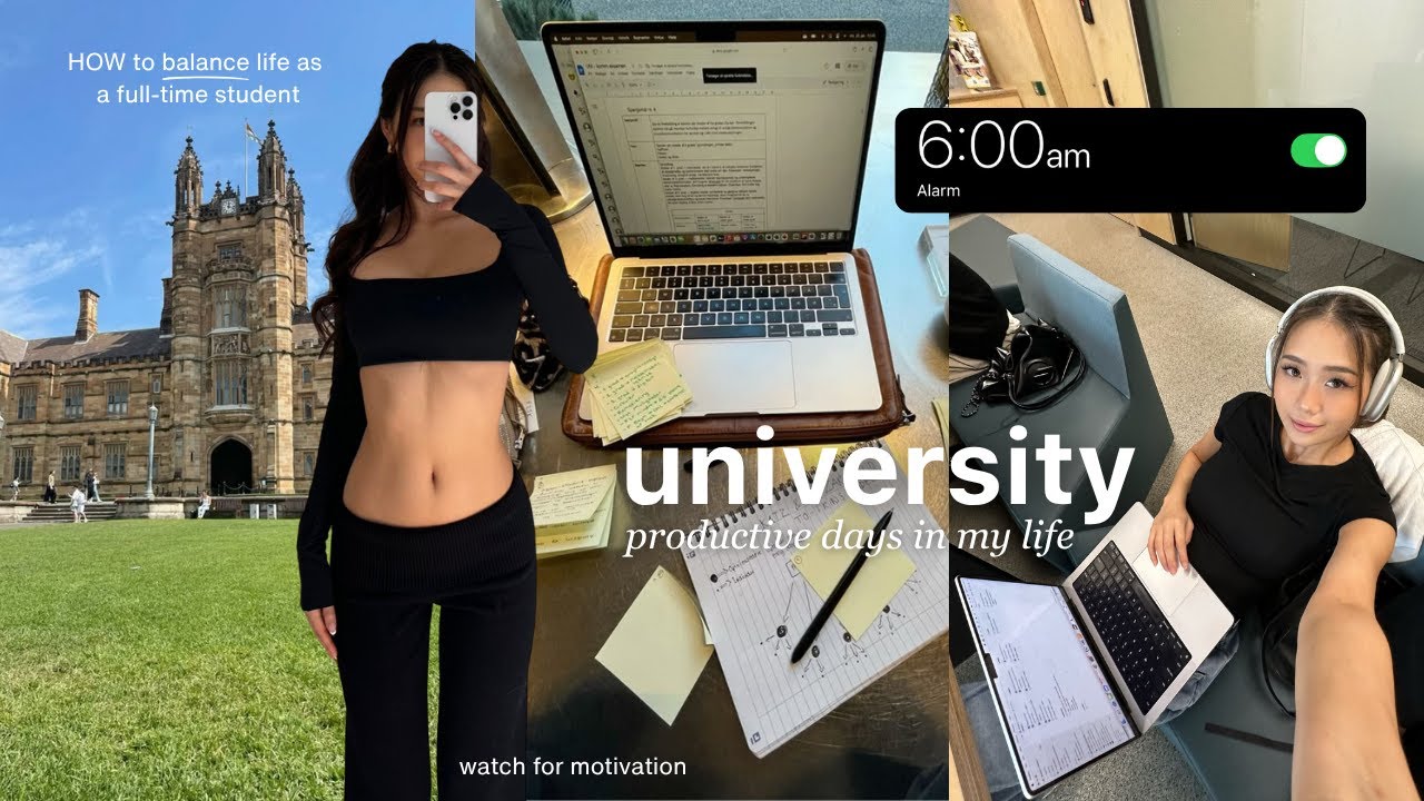 Productive university vlog 👩🏻‍🎓 6AM wakeup, finishing assignments, off-duty days, study with me