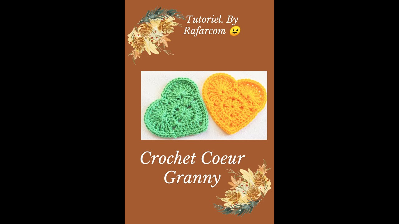 Crochet Granny en forme de coeur❤️ applique, déco🎍ou dessous de verre 🥃special droitiers