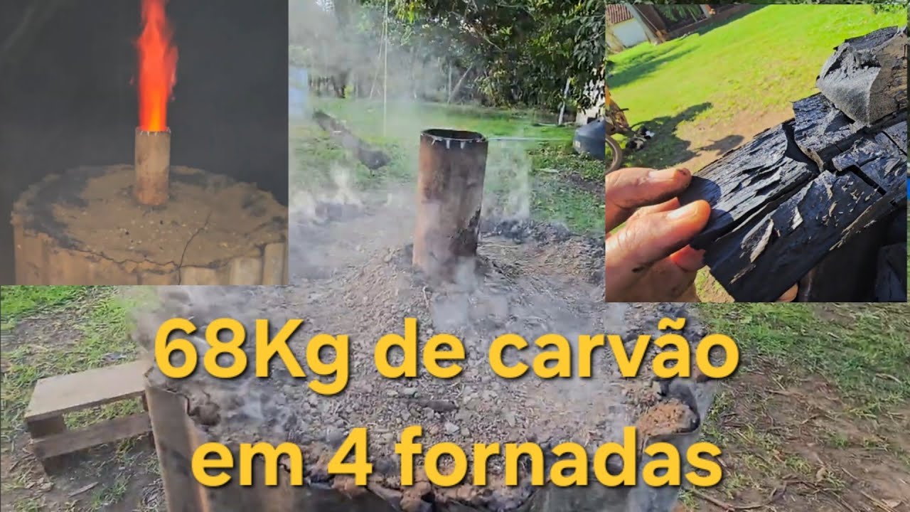 Carvão no tambor, 4 fornadas quantos kilos de carvão produziu?