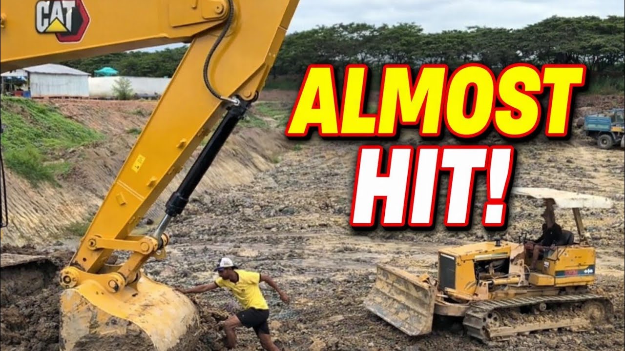 He Jumped In the WRONG Spot… And the Excavator Nearly Hit Him!