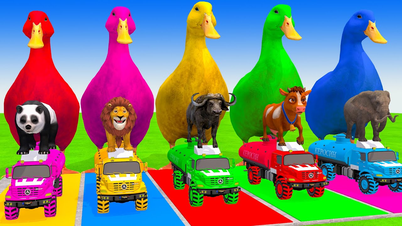 Long Slide Game with Cow Elephant Gorilla Hippopotamus Tiger 3d Animal Game Funny 3d Animals