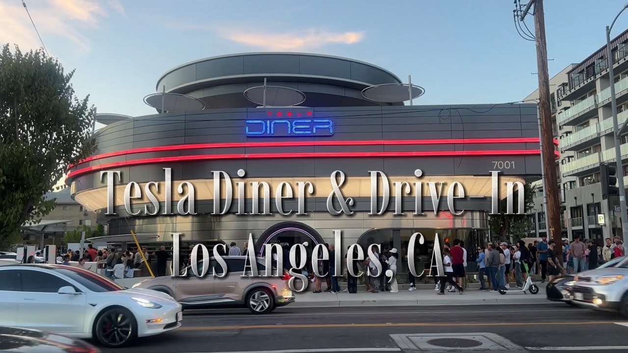 Tesla Diner Hollywood Walkthrough: Parking, Screens & Rooftop Views
