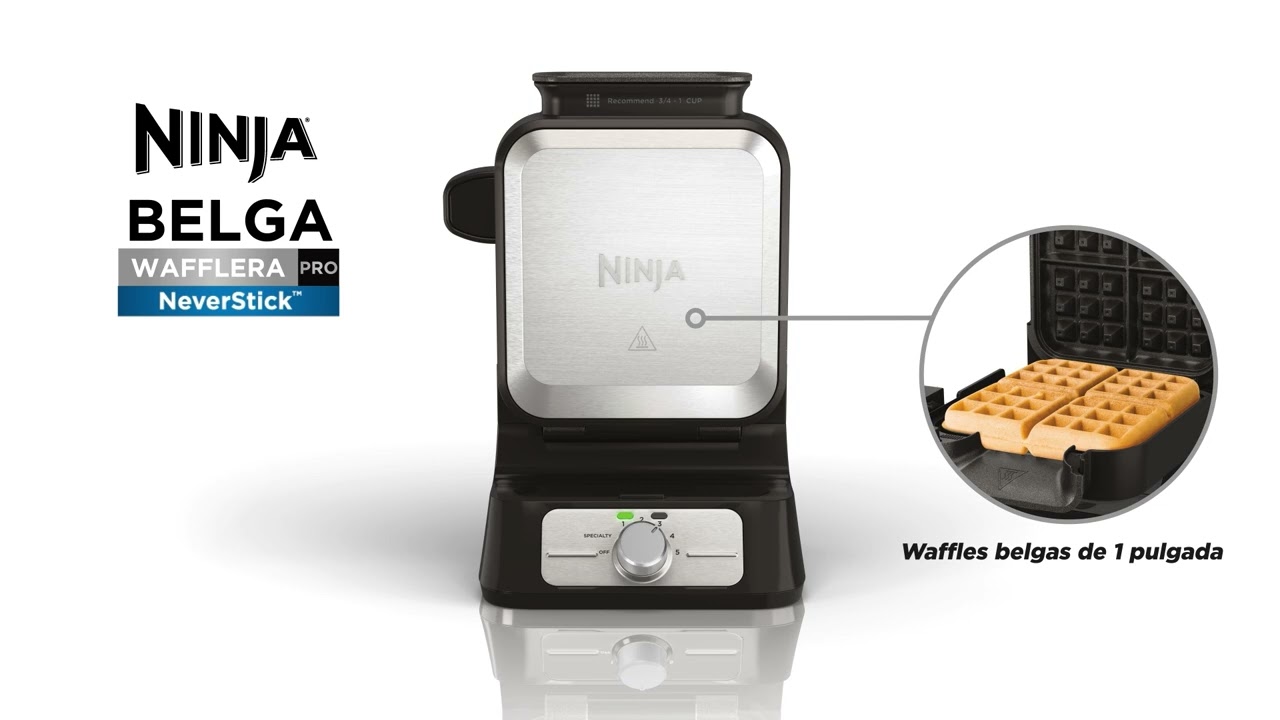 ¡Gofres dorados y crujientes en minutos con la Waflera Belga Vertical Ninja!