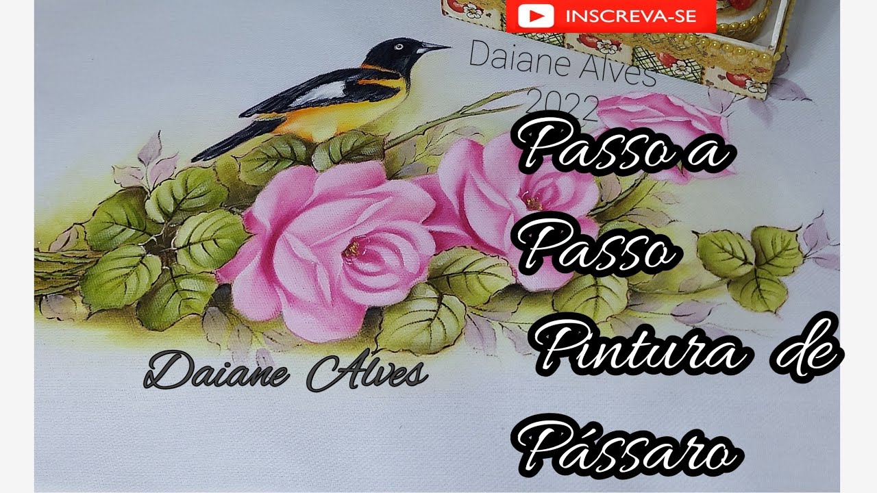 Pintura em Tecido passo a passo de Passarinho (Sofreu, Corrupião) 🥰 Daiane Alves