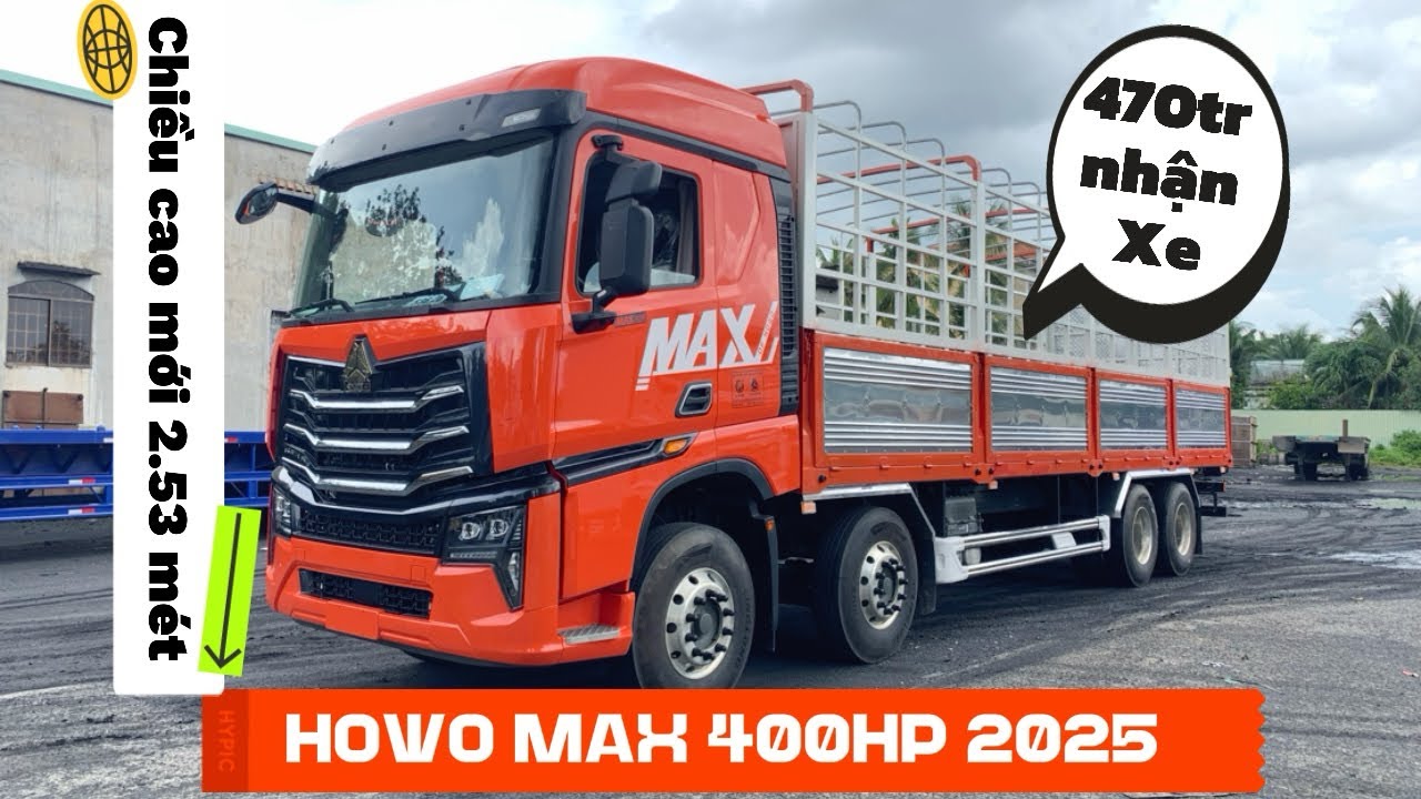 Chi Tiết Xe Tải Howo Max 400 Thùng Bạt Cao 4 Mét, Howo Max 400Hp 4 Chân 2025 Chiều Cao Mới #howo 