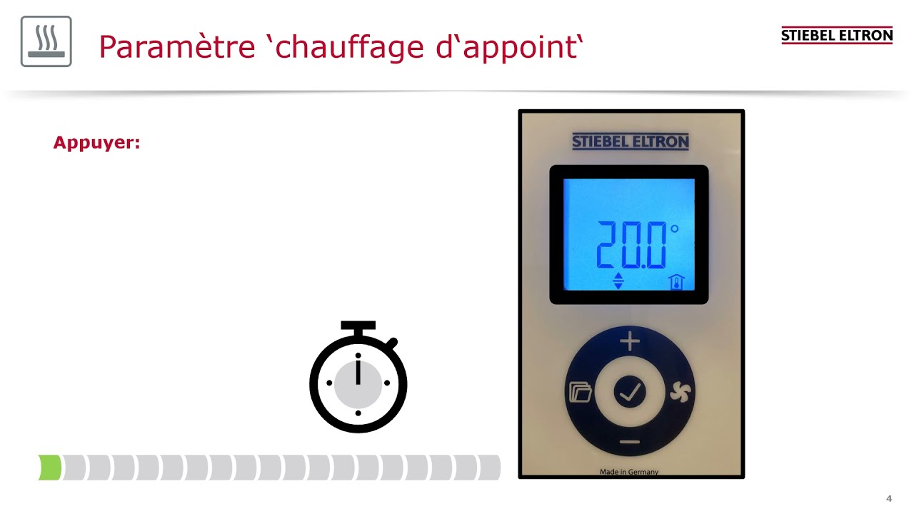 Accumulateurs - Menu de configuration pour le chauffage d'appoint