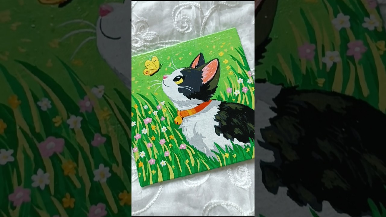 cat with butterfly😺🦋#art#shorts#painting#cat#ytshorts#shortsfeed#fyp