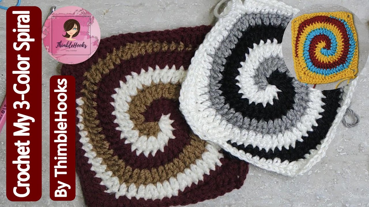 Crochet My Easy & Fast 3 Color Spiral / Make it Round or Make it a Granny