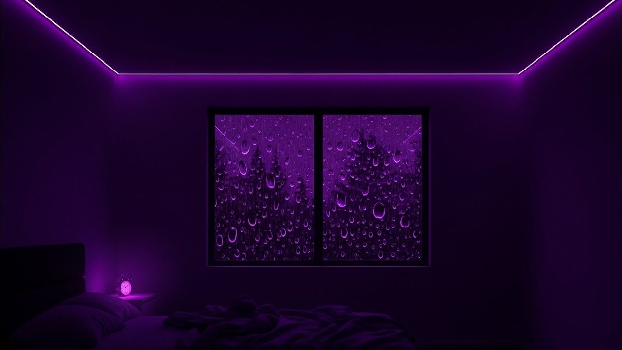 Fall Asleep in 3 Minutes | Rain Sounds in a Dark Purple Room | Black Screen Sleep Ambience