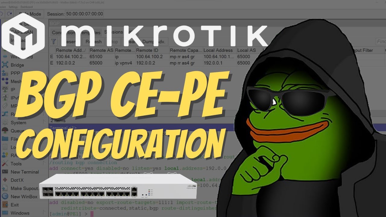 Полная лабораторная работа BGP CE-PE на MikroTik