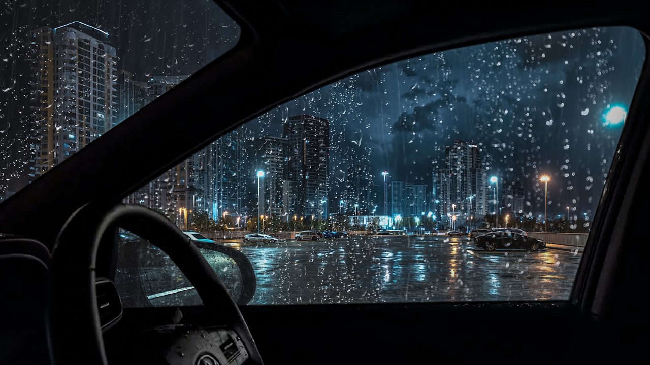Cozy Car Ambience in Heavy Rain - Fall Asleep in Minutes, Goodbye Insomnia, Soothing White Noise