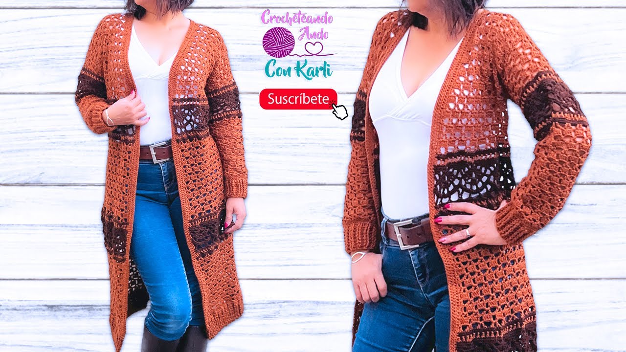 Abrigo / Cárdigan tejido a crochet -🧡 Modelo “Recuerdo