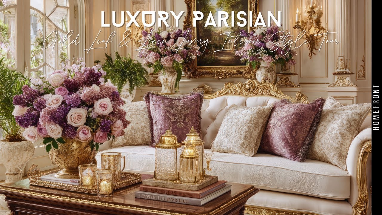 Elegant French Interior Design: Gold Leaf & Linen Luxury Interior Style Tour
