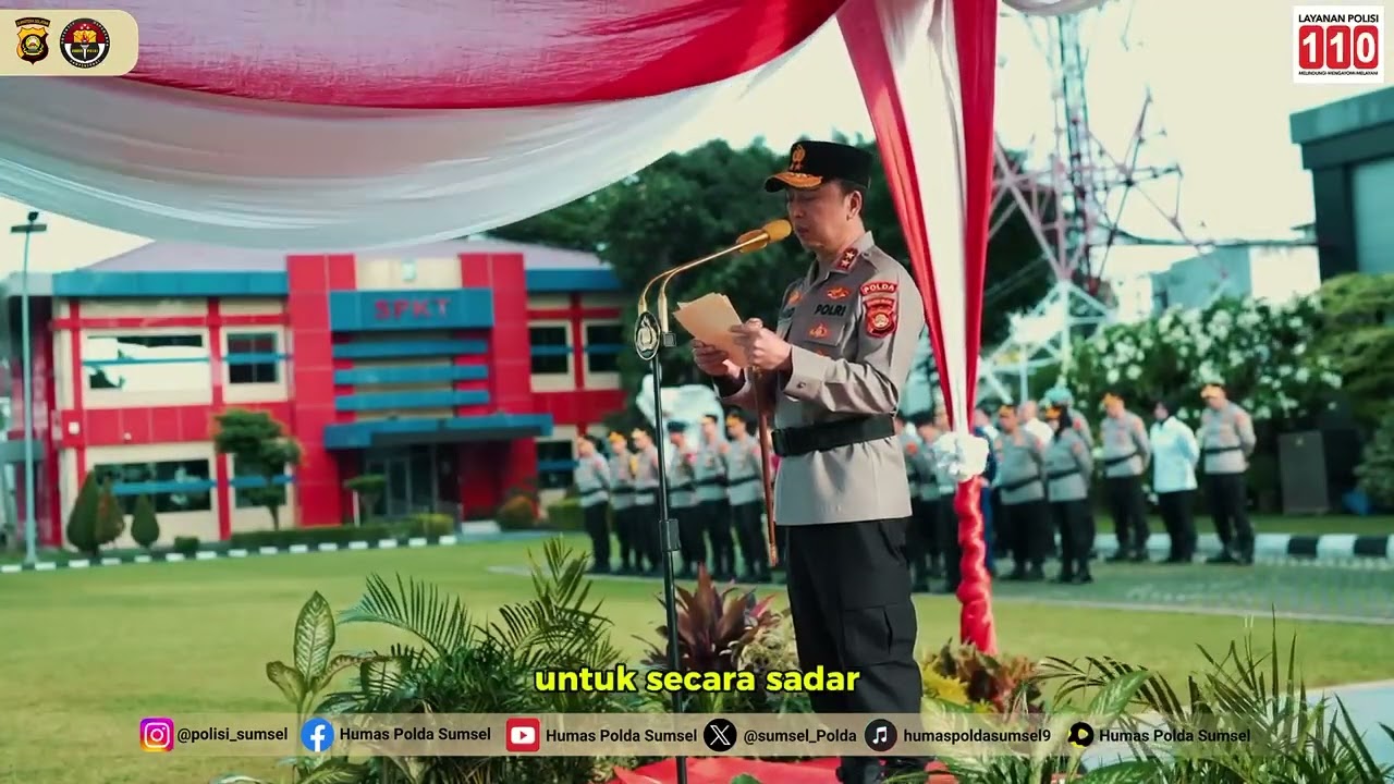Kapolda Sumsel Irjen Pol.Dr.Sandi Nugroho,S.I.K., S.H., M.Hum Pimpin Upacara Hari Kesadaran Nasional