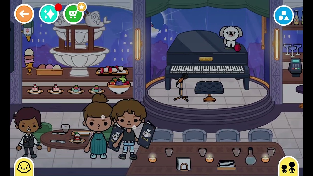 Playing toca boca going out to dinner talking about baby!