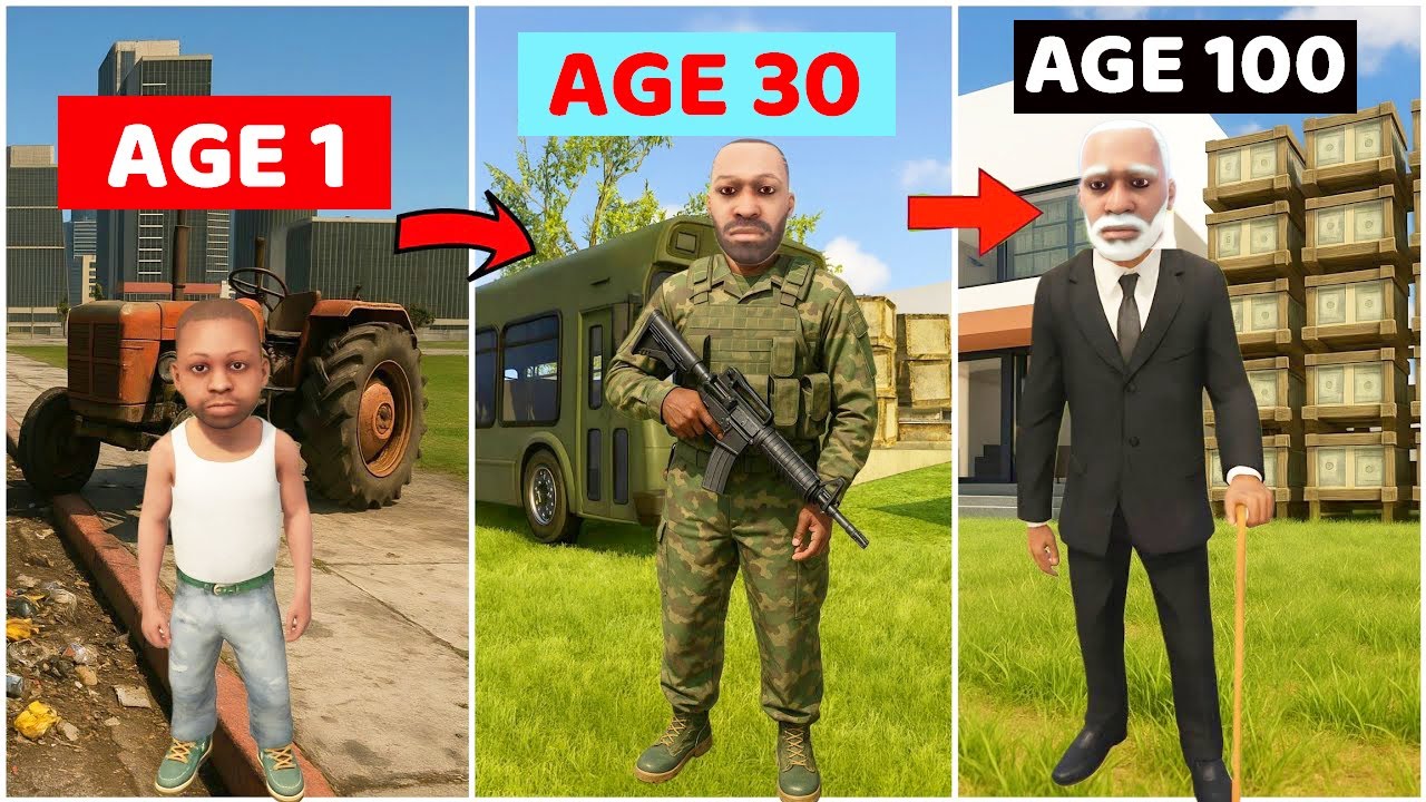 FRANKLIN'S LIFE JOURNEY AGE 1 TO AGE 100 IN INDIAN BIKE DRIVING GAME - GTA V