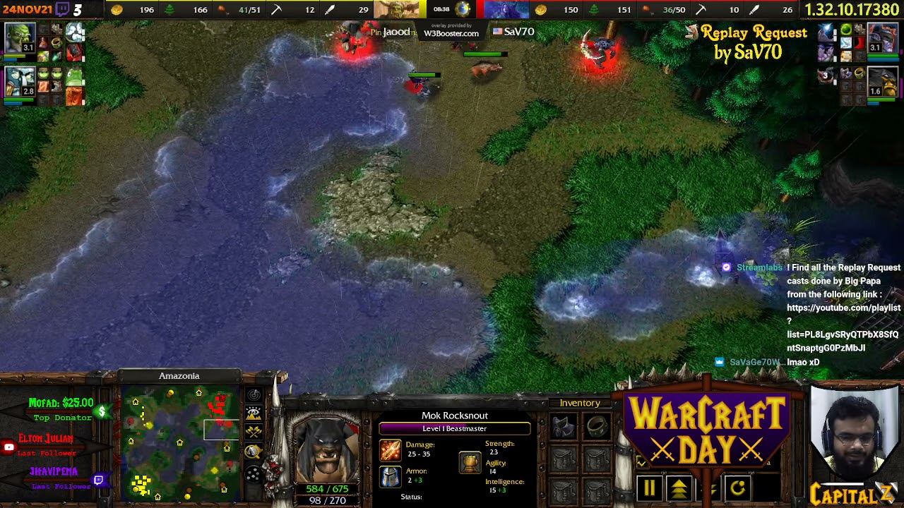 W3RR | SaV70 (Night Elf) vs Jaood (Orc) | Amazonia