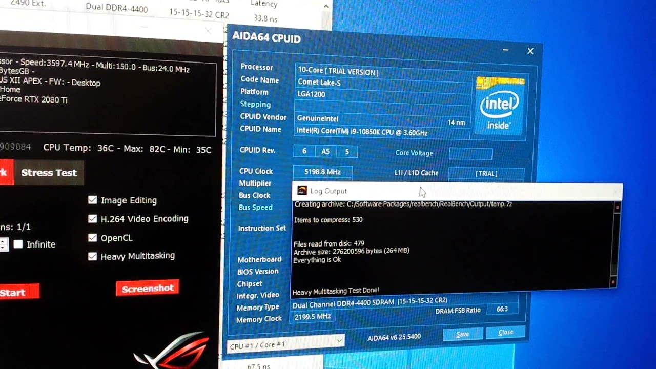 realbench benchmark 10850k maximus apex xii 5.2/4.8/4.4 10c/10