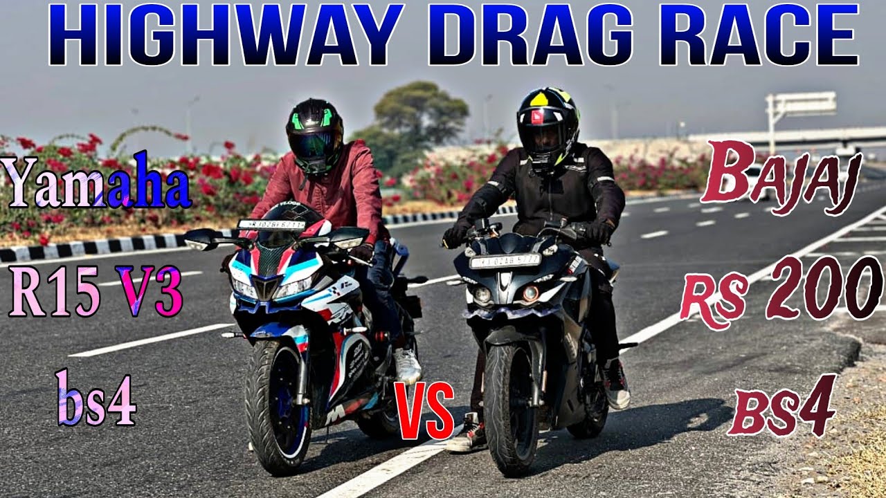 Yamaha R15 V3 Bs4 Vs Bajaj Pulsar Rs200 Bs4 Drag Race @SrkVlogs1