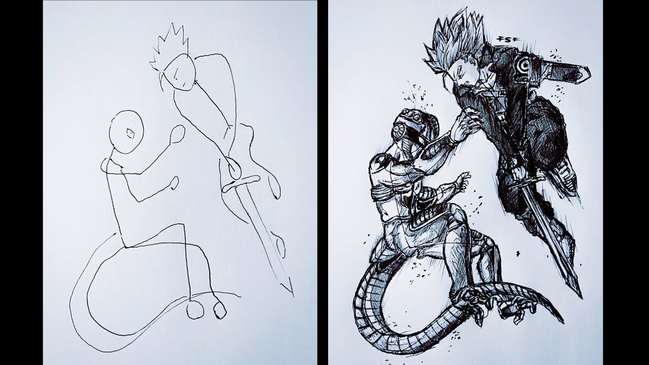 How to Draw Trunks vs Frieza | StickMan drawing | easy drawing