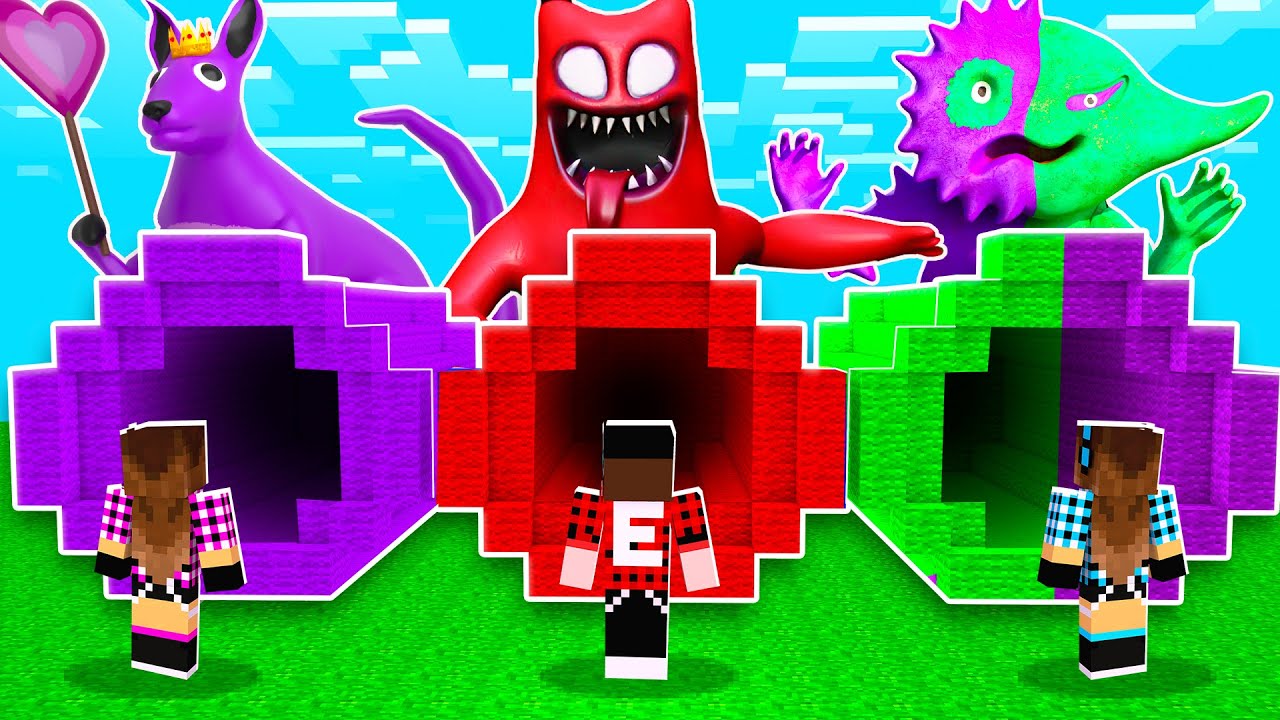 ESCOLHA CERTO nos TÚNEIS do GARTEN OF BANBAN 3 no MINECRAFT !!! Estevão, Milla e Milly #soporcausa