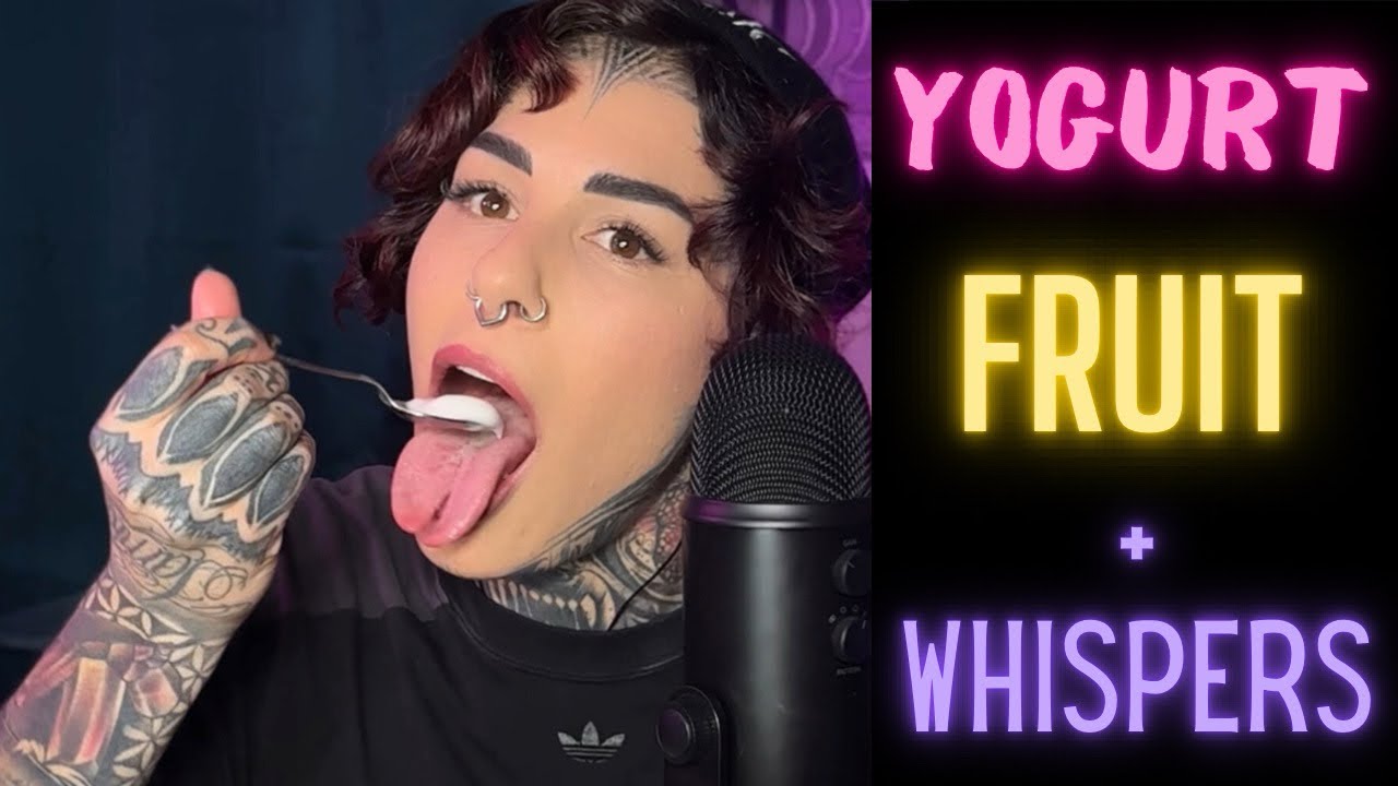 ASMR Yogurt, Fruit & Whispers sipping on Soda