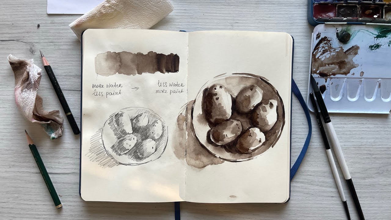 How to Paint Light to Dark in Watercolor — Easy Tonal Gradient Exercise🥔🎨