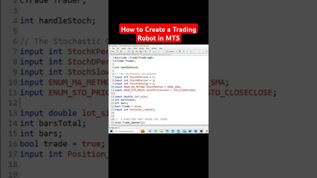Learn How To CREATE a Trading Robot in MT5 #forex #tradingrobot #mt5
