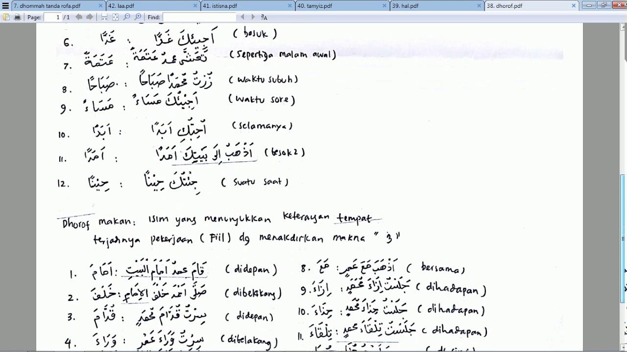 Ngaji Kitab Jurumiyah Bagian 38  Dhorof