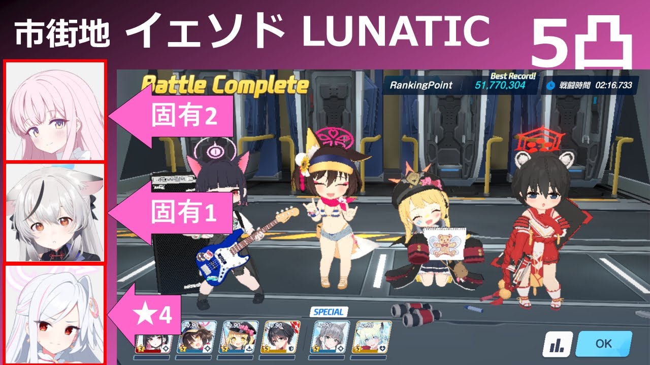 【ブルアカ】市街地イェソドLUNATIC/5凸/51,770,304pt【総力戦】【BlueArchive】