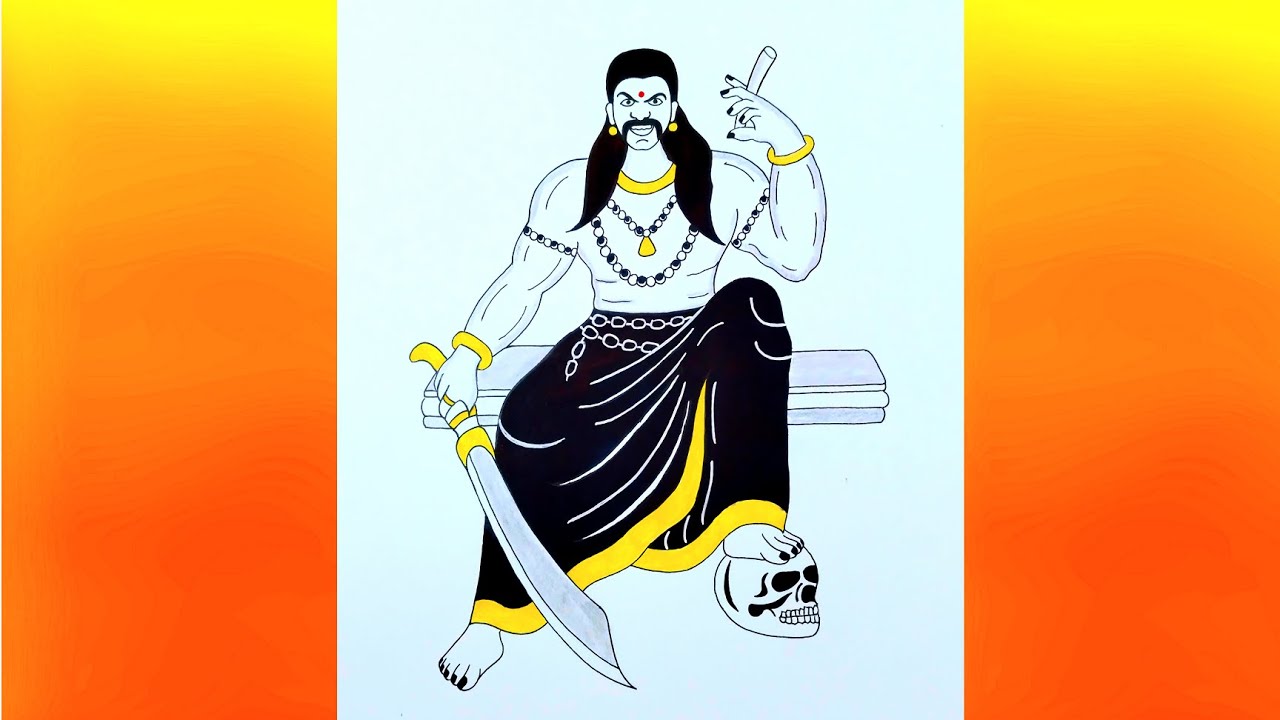 how to draw Sangili karuppu sami |  karuppanna sami | god drawing | ayyanar | hindu god drawing |