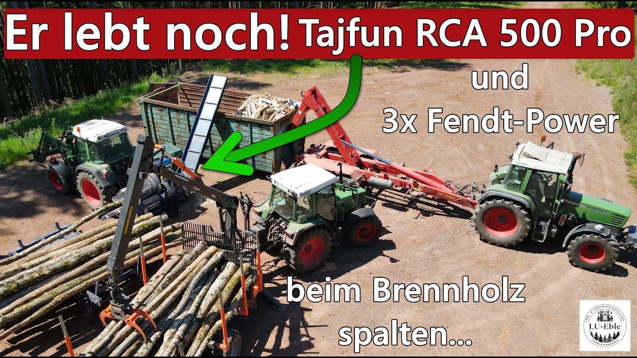 Er lebt noch! Tajfun RCA 500 Pro Sägespaltautomat und 3x Fendt Power beim Brennholz spalten