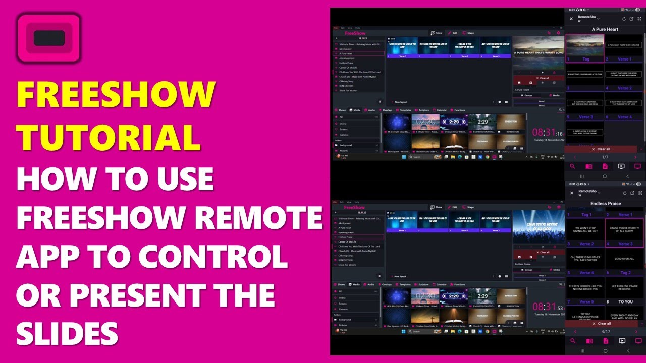 FREESHOW TUTORIAL: HOW TO USE FREESHOW REMOTE APP TO CONTROL AND PRESENT THE SLIDES INSTEAD OF PC