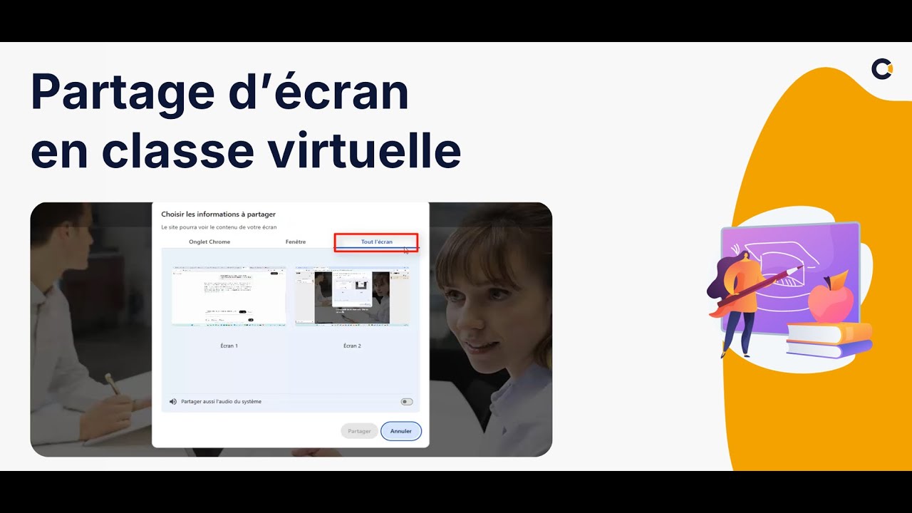 Le partage d'&eacute;cran dans la classe virtuelle Via