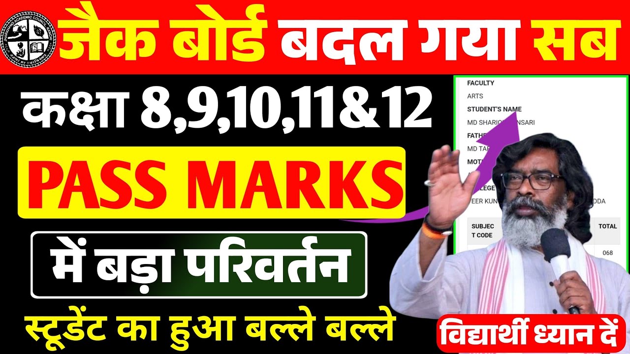 Jac Board Class 8-12 Passing Marks 2026 | पास मार्क्स में बड़ा बदलाव Exam 2026 today news
