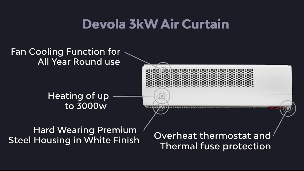 Devola 3kW Air Curtain Premium Steel Housing White - DVSH3000WH