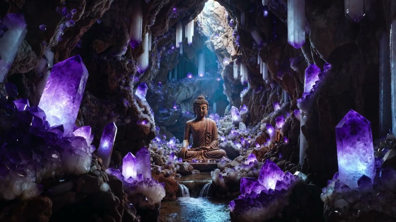 15 Min Crystal Cave Zen: Deep Energy Healing & Amethyst Meditation | Pure Zen Library🧘‍♂️💎
