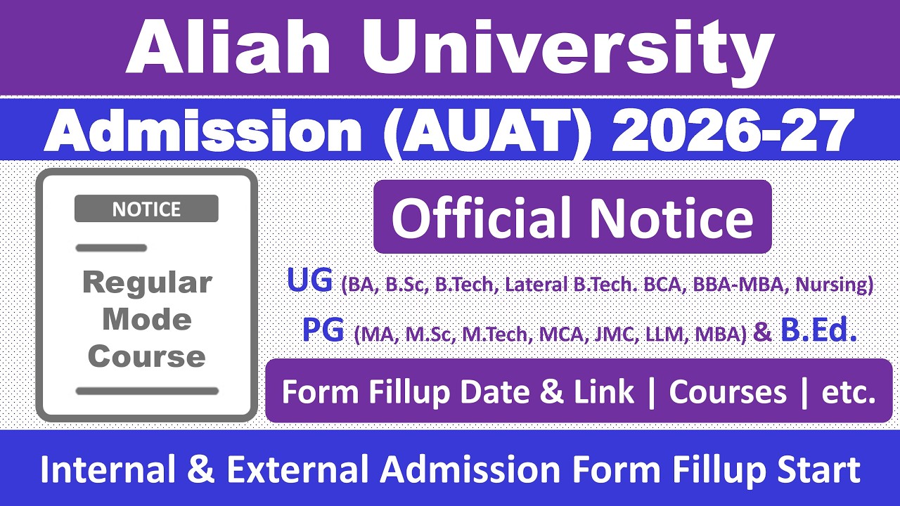 Aliah University UG, PG & B.Ed Admission 2026-2027