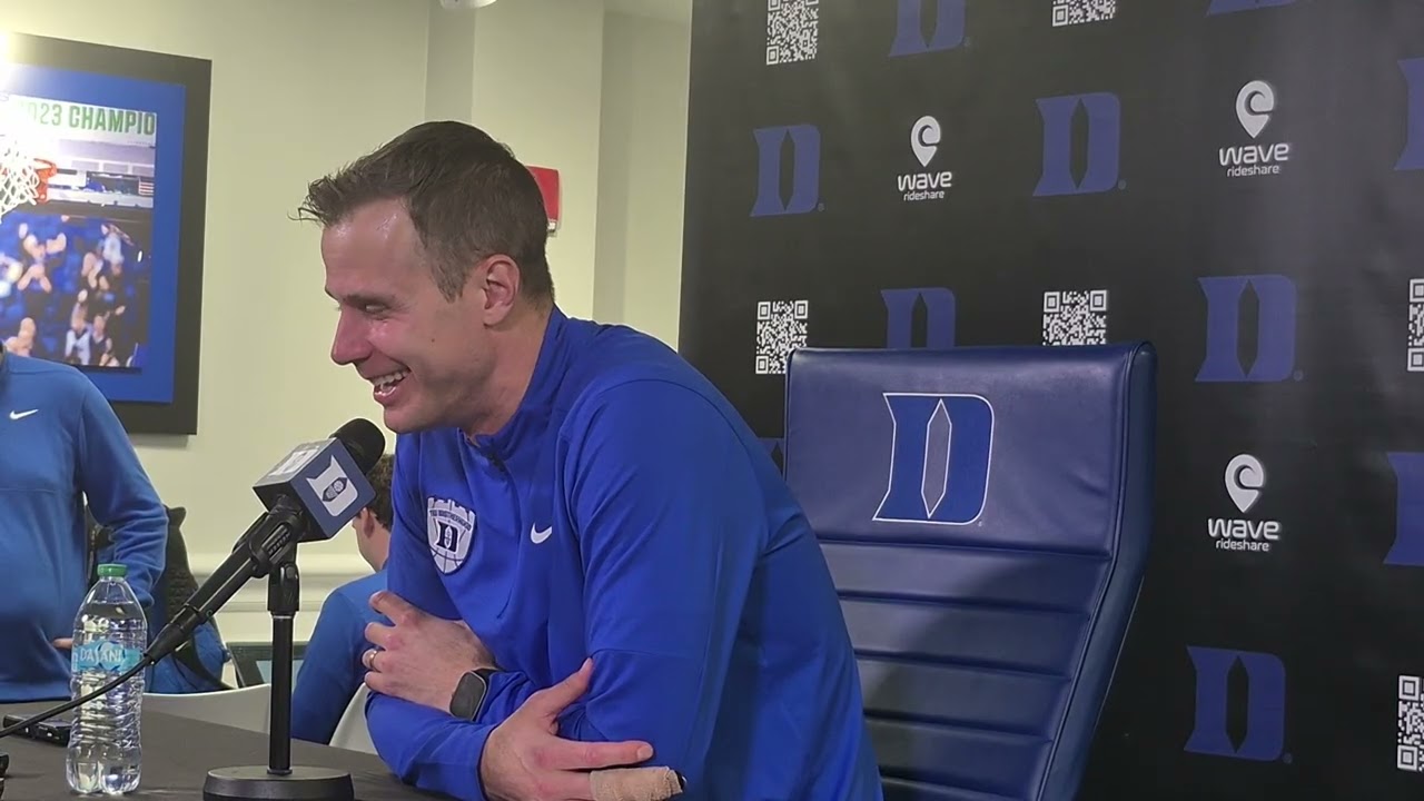 Duke coach Jon Scheyer press conference after victory over #UNC