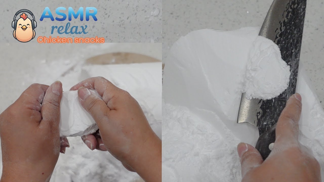ASMR Fresh Baking Soda Crushing and Cutting