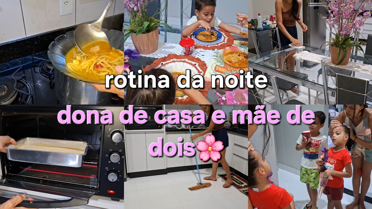 Como fiz meus filhos dormirem mais cedo | Rotina da noite + bolo caseiro🌸