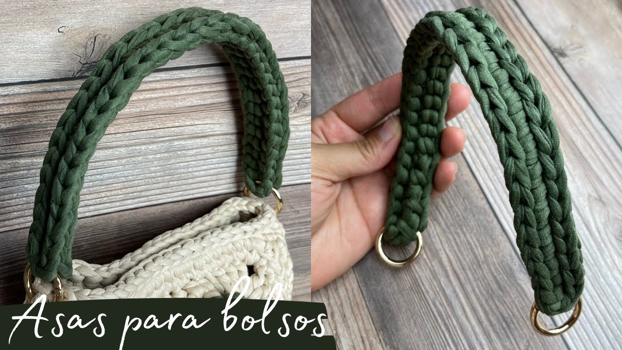 Tutorial asas para bolso tejido a crochet - Crochet handle for bag💜Mayelin Ros