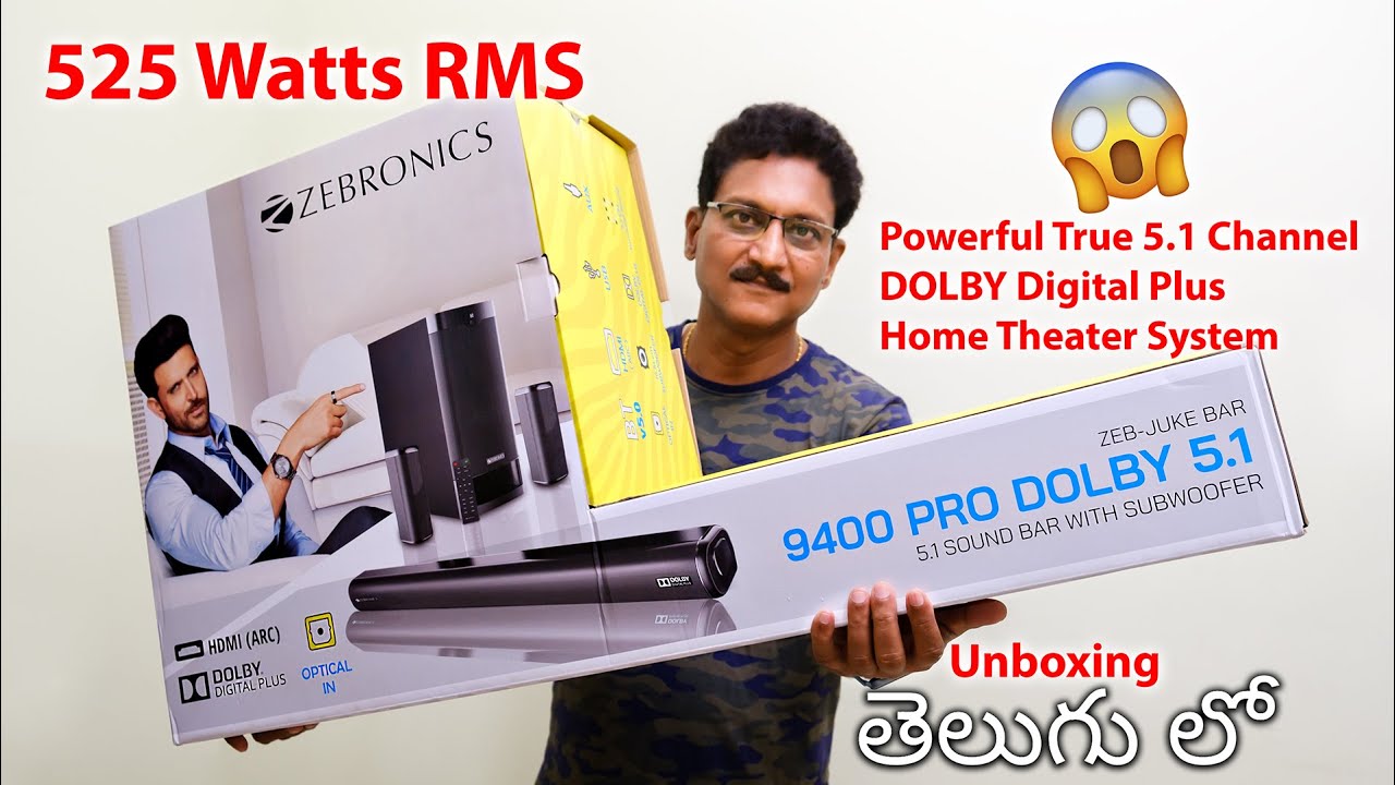525 Watts RMS True 5.1ch Soundbar Dolby Home Theater System Unboxing in Telugu...😱🤯