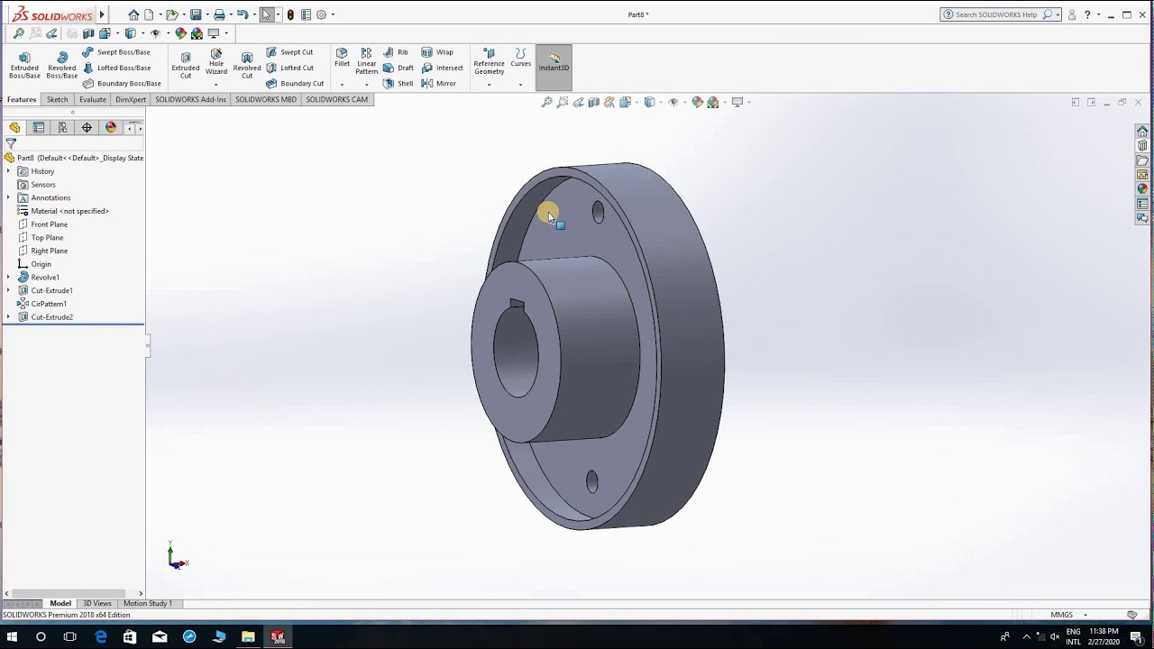 Flanged Coupling (Protected type) using SolidWorks (Part modeling)