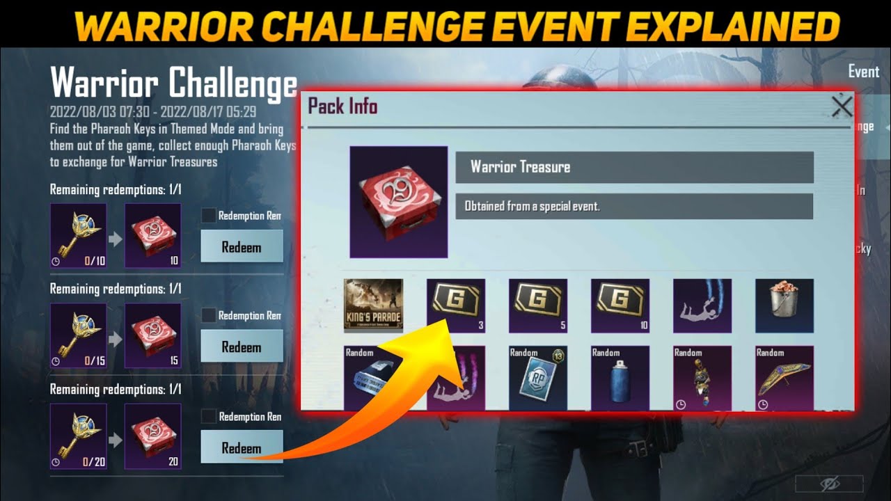 Warrior Challenge Event Explained | How to Find Pharoah' Crate Key | Warrior Challenge Event BGMI