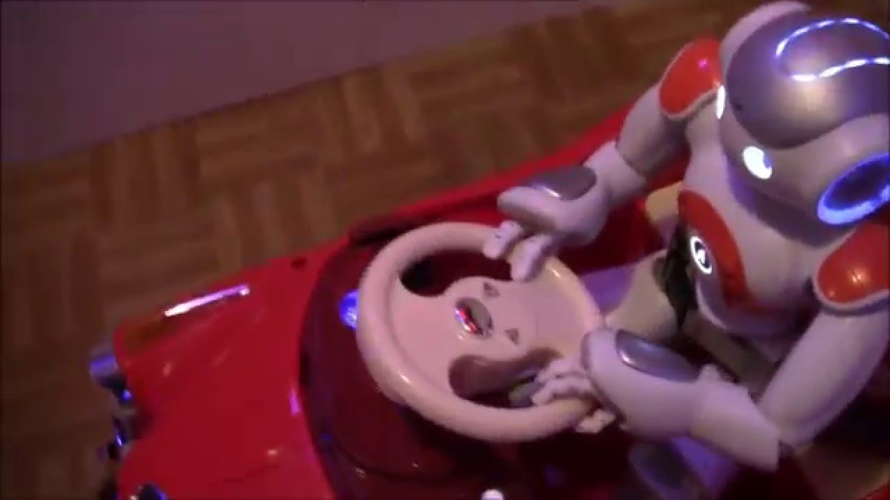 Nao gets a car and drives it on a spaceship #robot #humanoidrobot #funny