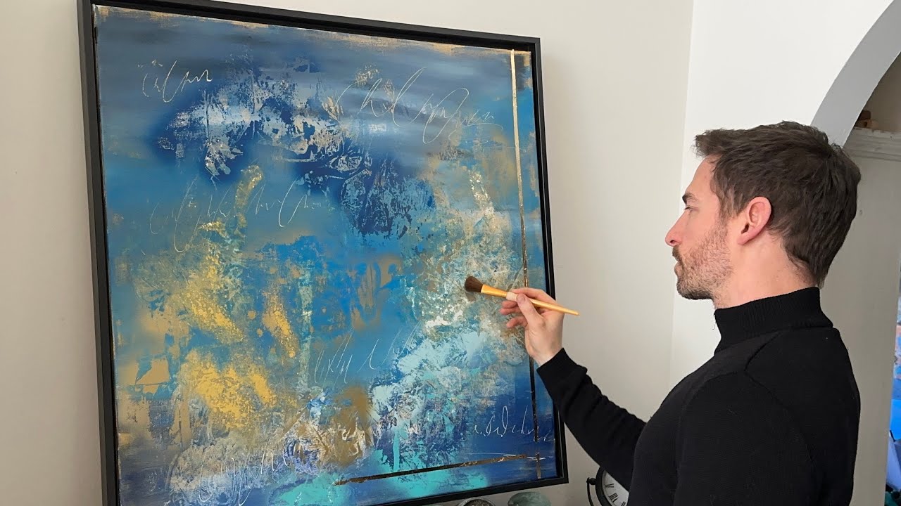 Abstraktes malen | Blattgold kombiniert mit Goldpigmenten | abstract painting
