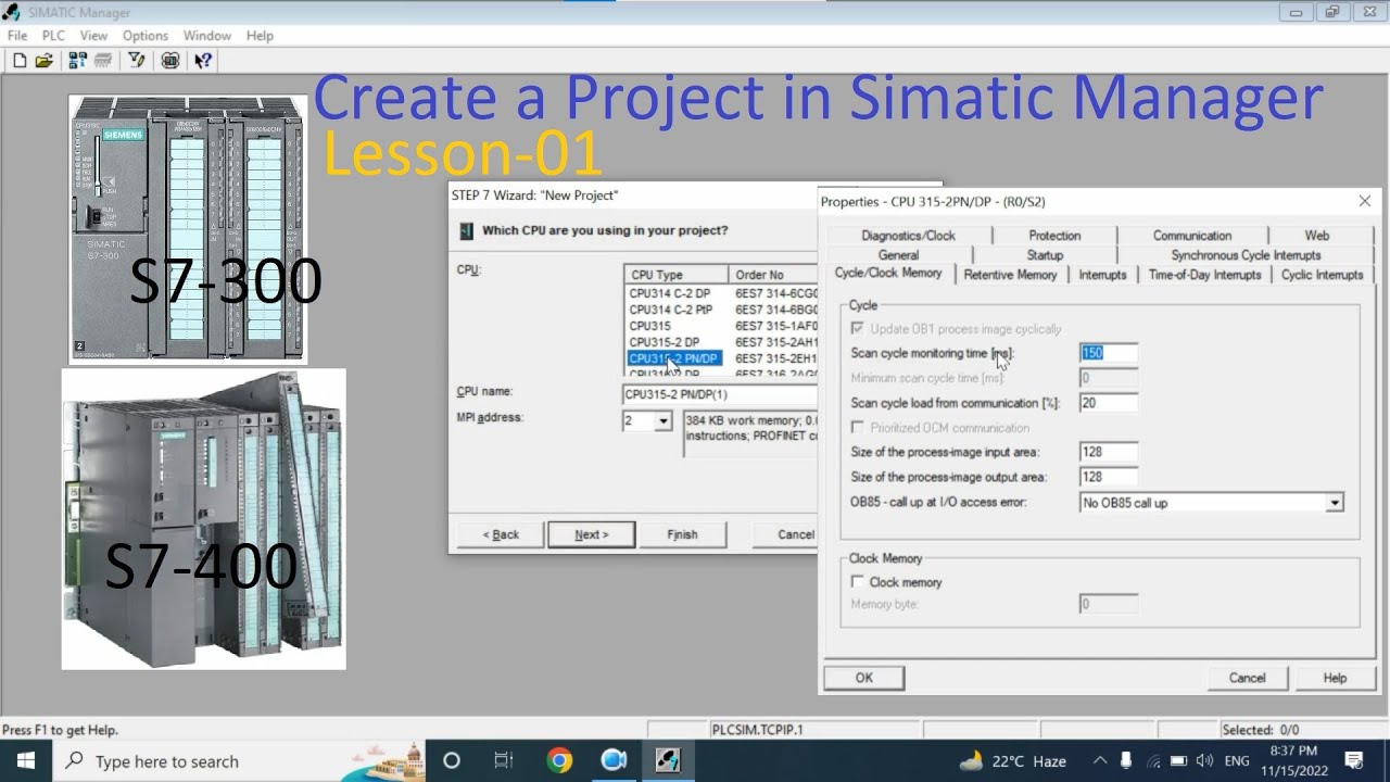 Simatic Manager | Create project | S7-300 | 400 | Lesson -1