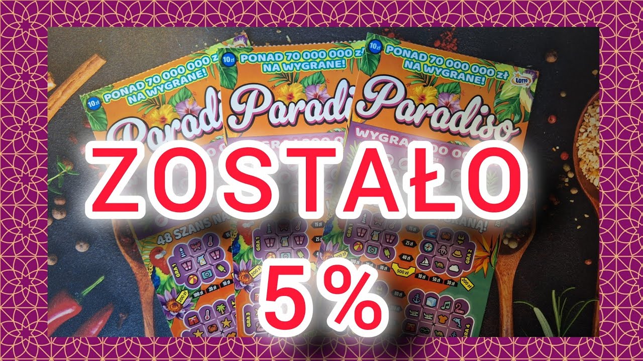 Paradiso za 30 zł z wygraną 🍀 zostało 5% i 6 gł&oacute;wnych nagr&oacute;d #lotto #wygrana #zdrapki 